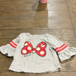 Disney Minnie Mouse Gray and Red Long Sleeve Tee
